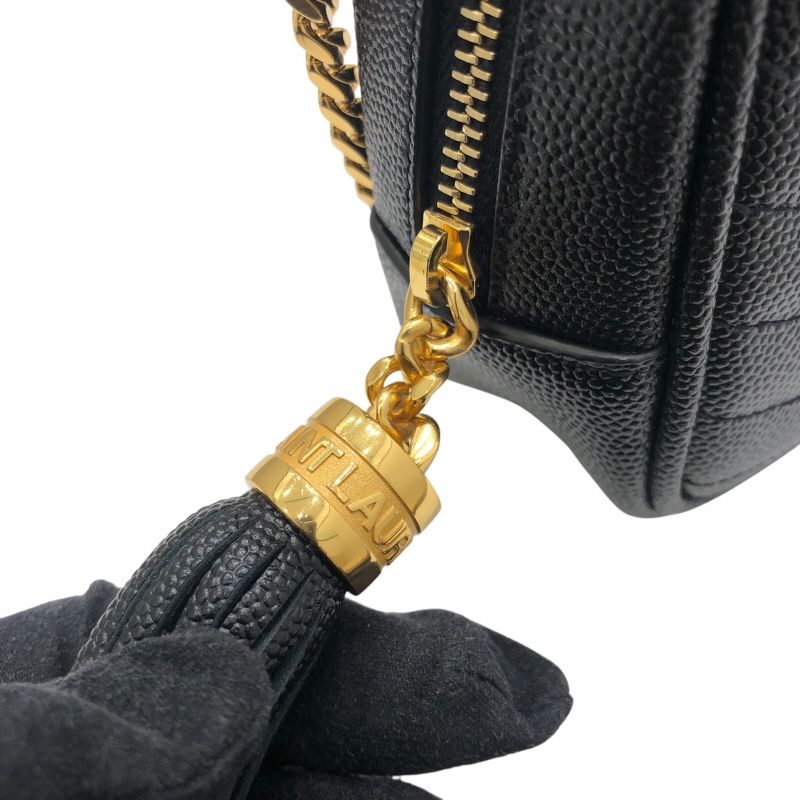 Saint Laurent Rive Gauche Roomy Shoulder Bag in Black Grain Calfskin