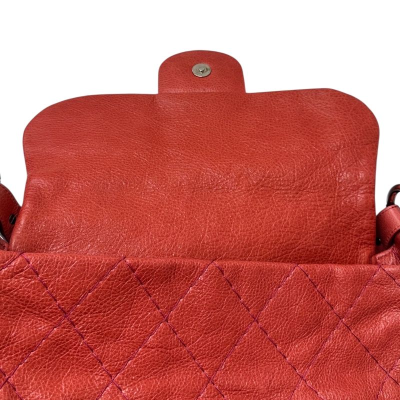 CHANEL Wild Stitch One-Shoulder Bag in Red with Silver Hardware