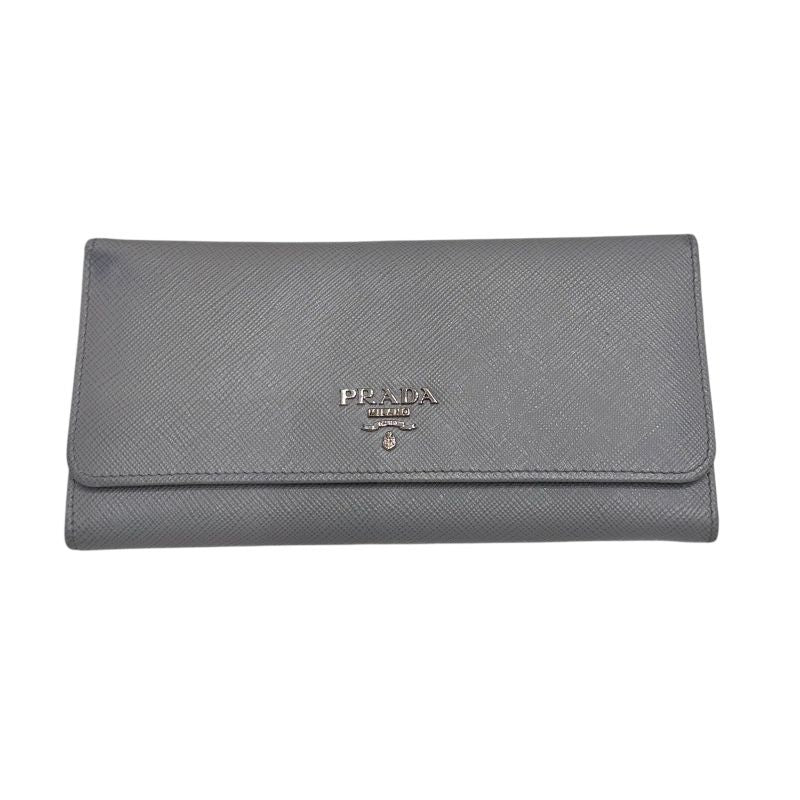 PRADA Grey Saffiano Leather Long Wallet for Women