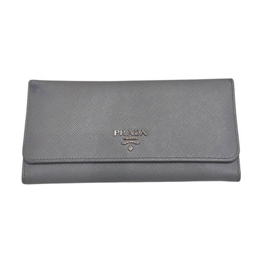 PRADA Grey Saffiano Leather Long Wallet for Women