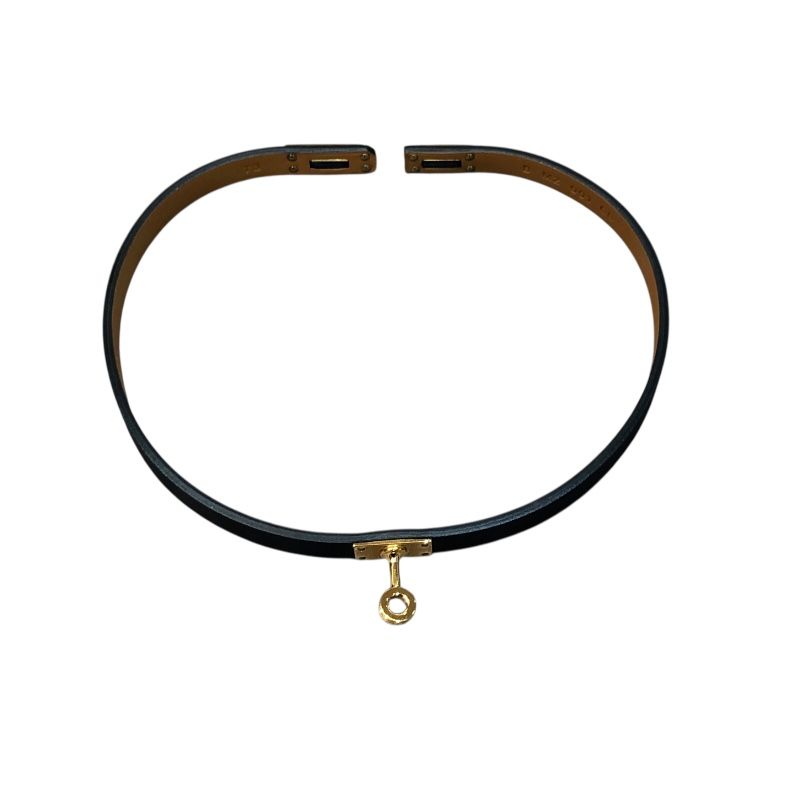 HERMES Kelly Double Tour T3 Black & Gold Swift Leather Bracelet