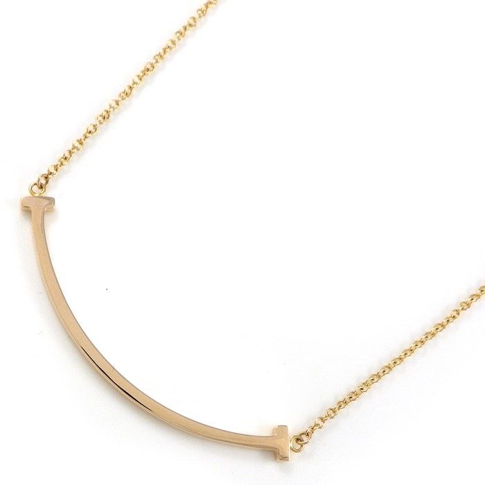 Tiffany & Co. T Smile Small Necklace in K18 Pink Gold