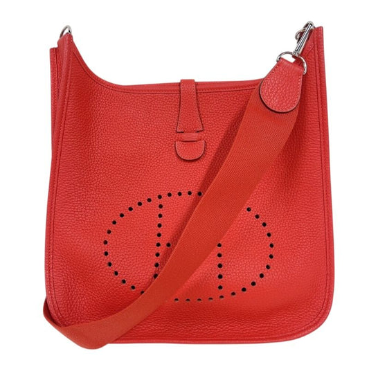 HERMES Evelyne III PM T Stamp (2015) Rouge Vif with Silver Hardware
