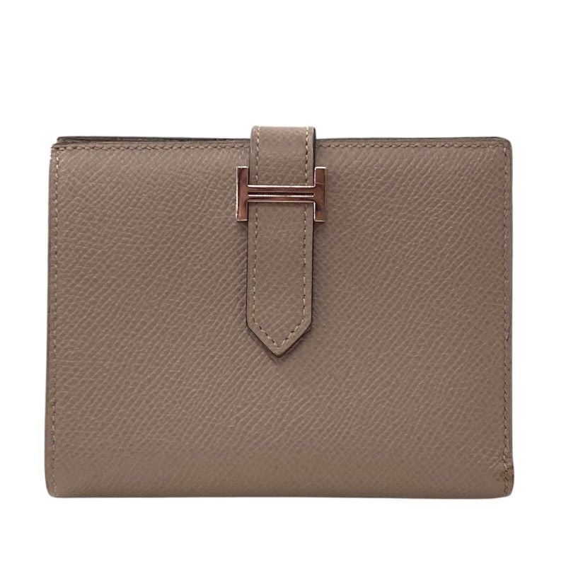 HERMES Béarn Compact Wallet in Gris Asphalte with Silver Hardware