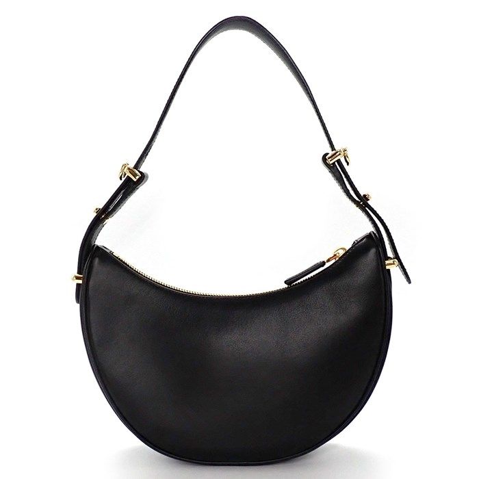 PRADA Arke Small Calf Leather Handbag - Black with Gold Accents