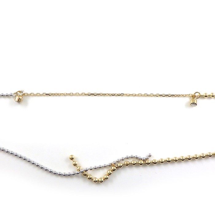 Exquisite K10YG & K10WG Two-Tone Ball Chain Bracelet