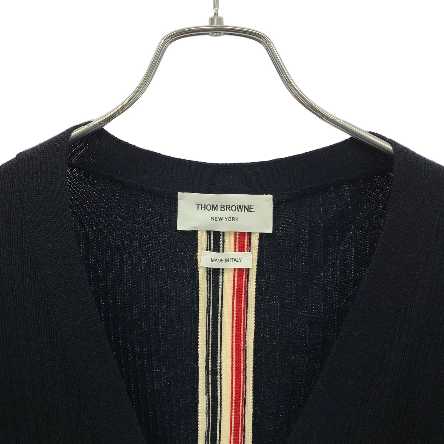 THOM BROWNE Dark Navy Multi-Color Long Cardigan - Size 40