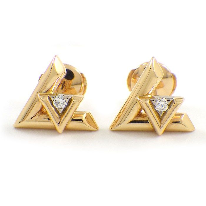 Louis Vuitton Monogram Diamond Earrings in K18 Pink Gold