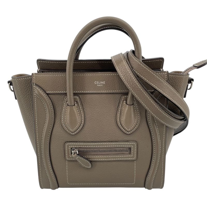 CELINE Luggage Nano Shopper in Khaki Drum Calfskin - Exquisite Craftsmanship
