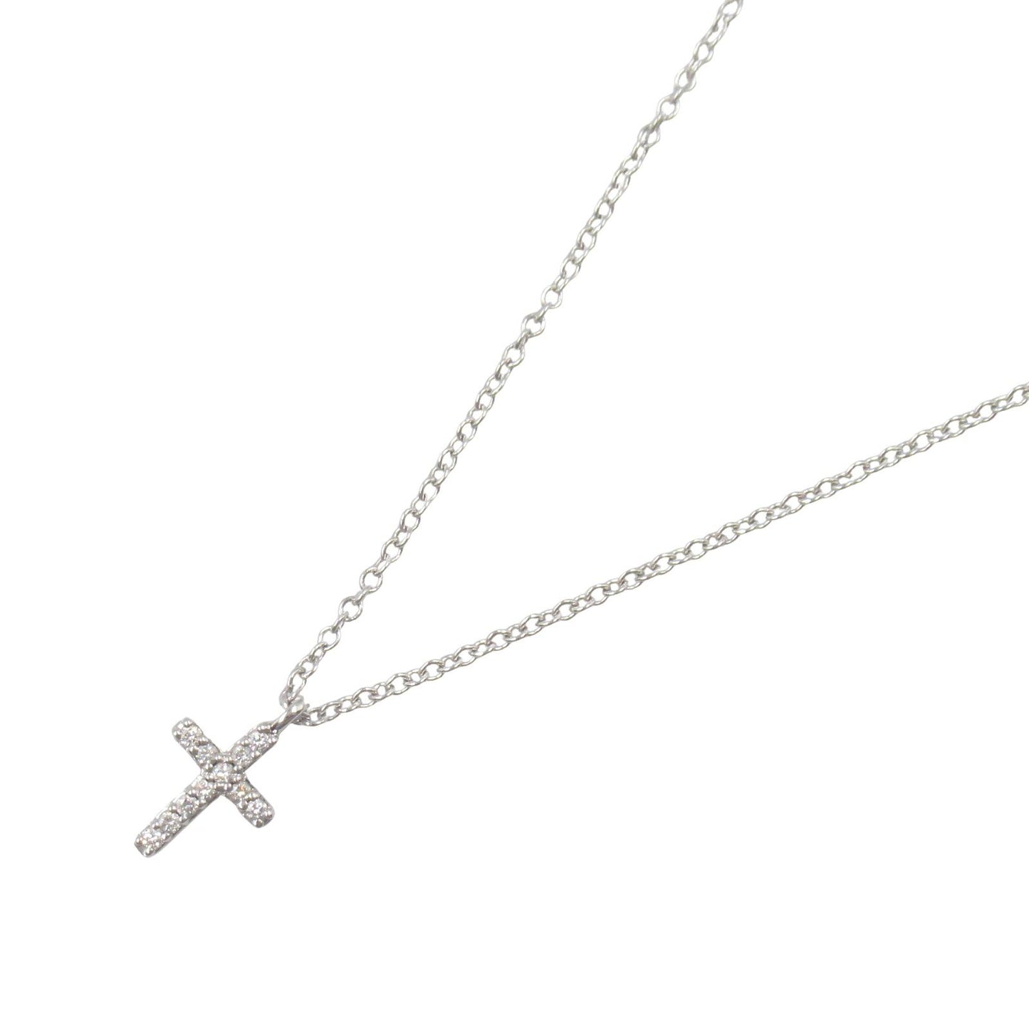 TIFFANY & CO Small Cross Diamond Necklace in 18K White Gold