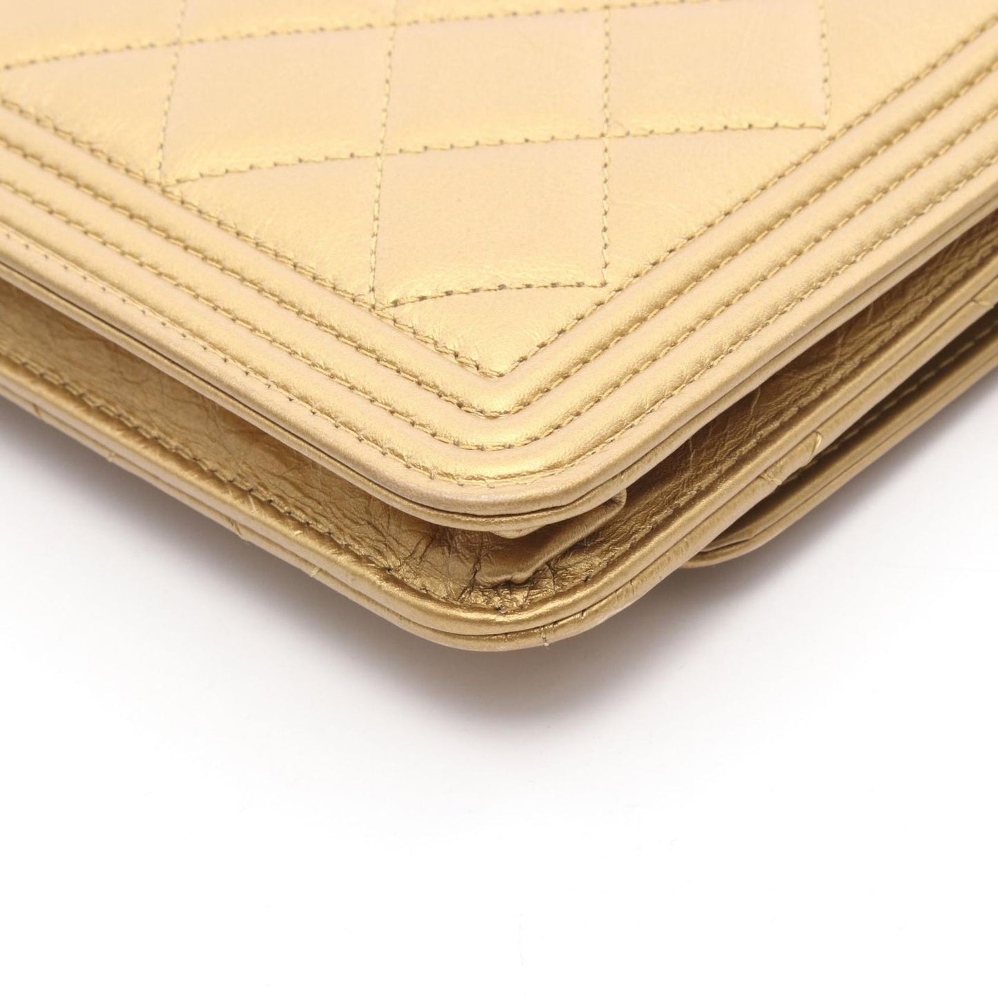 CHANEL Boy Chanel Gold Leather Shoulder Bag - Exquisite Craftsmanship