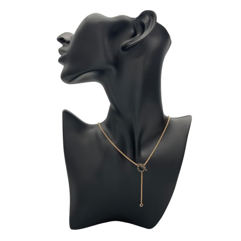 HERMES Finesse Necklace in K18 Pink Gold with Black Spinel