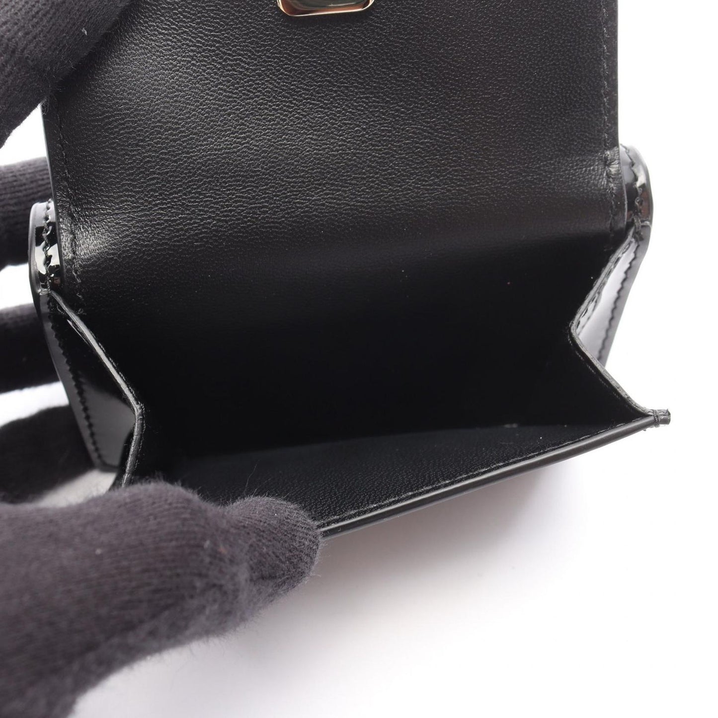 Miu Miu Black Patent Leather Tri-Fold Wallet - Unused Luxury