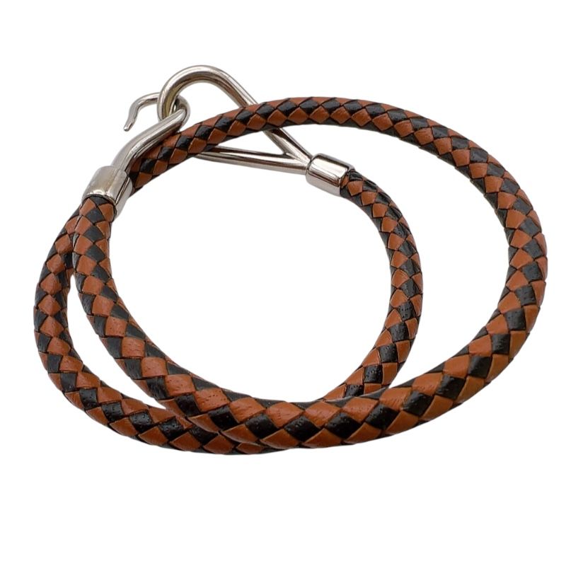 HERMES Jumbo Choker/Bracelet in Brown Leather with Silver Hardware