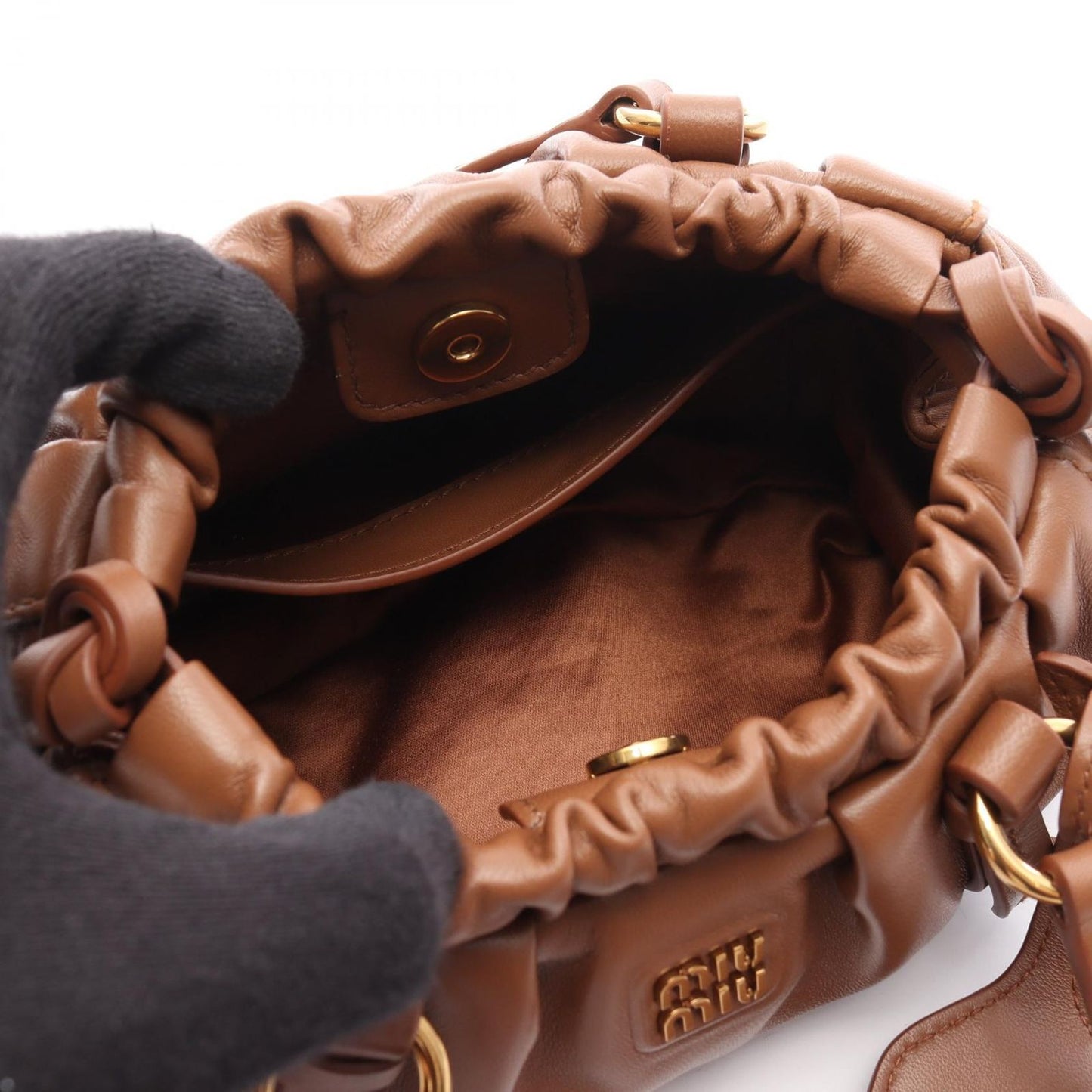 Miu Miu Joy Nappa Leather Shoulder Bag - Cognac - Pristine Condition