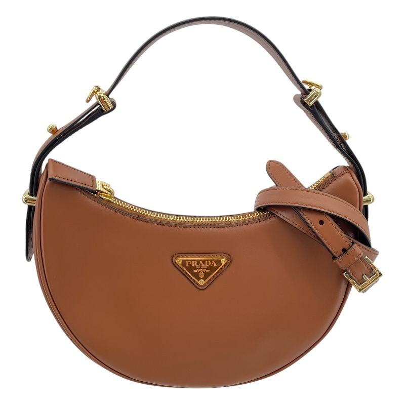 PRADA Arkes Small 1BC194 Cognac Leather Shoulder Bag