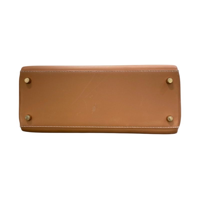 HERMES Kelly 28 Natural Leather Shoulder Bag with Gold Hardware
