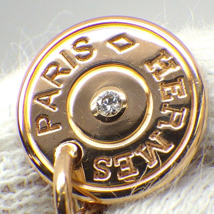 HERMES Gambard Swing Drop Earrings in K18 Pink Gold with Diamonds