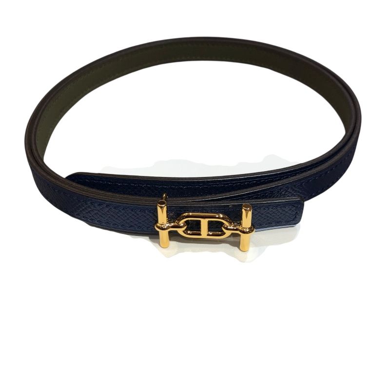 HERMES Ankle Leather Kit 13 Belt 85cm in Veil Veronese & Blue Saphir