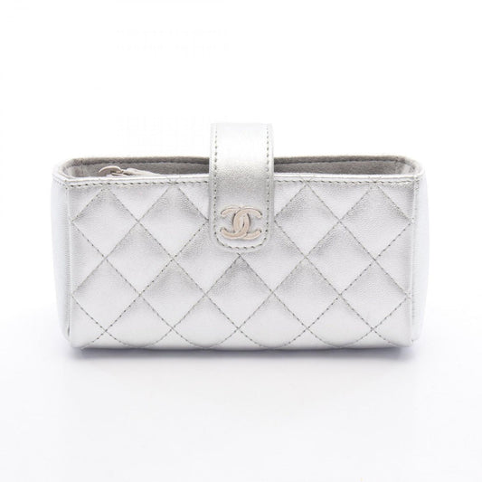 CHANEL Matelassé Silver Leather Pouch - Exquisite Craftsmanship