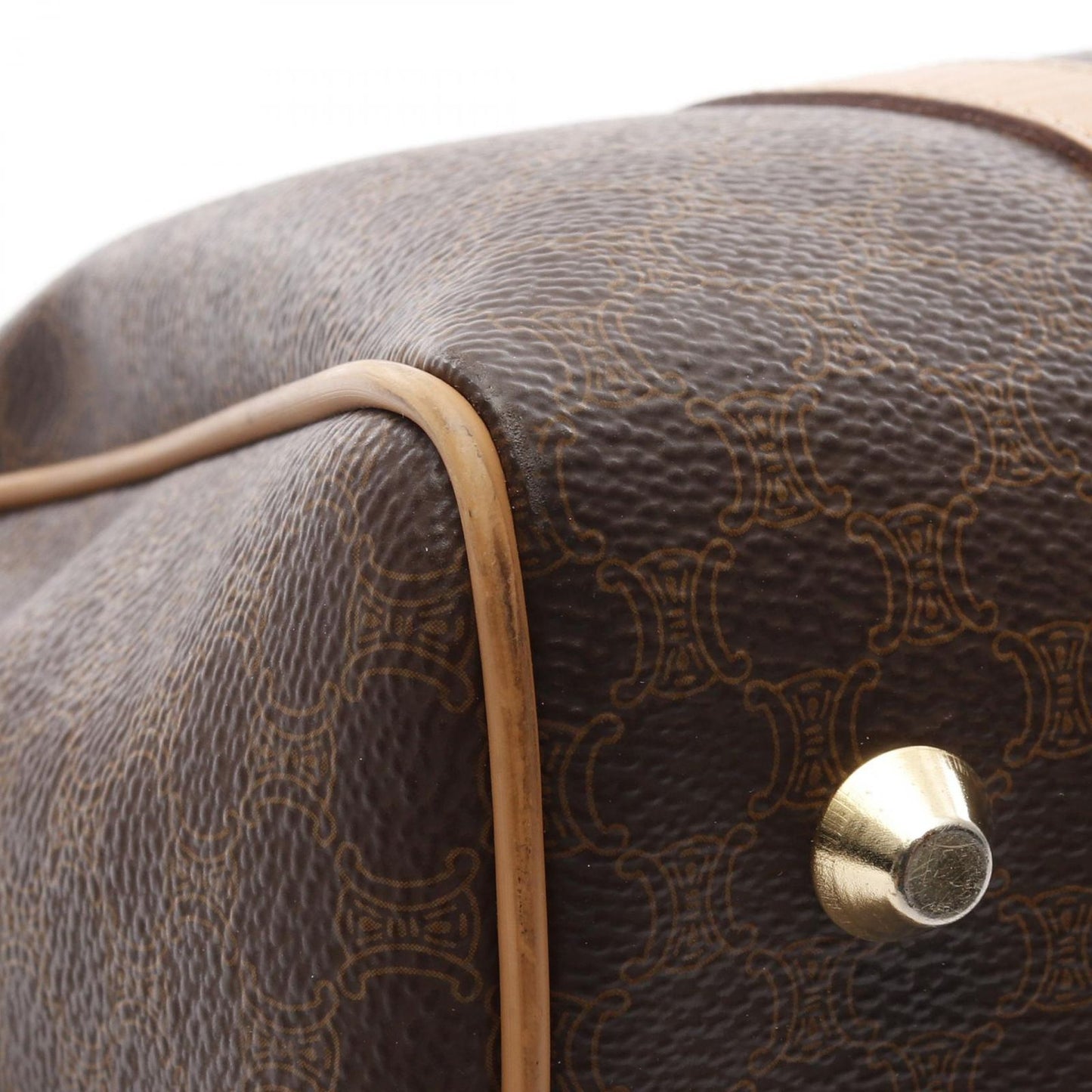 CELINE Macadam Boston Handbag in Dark Brown PVC Canvas
