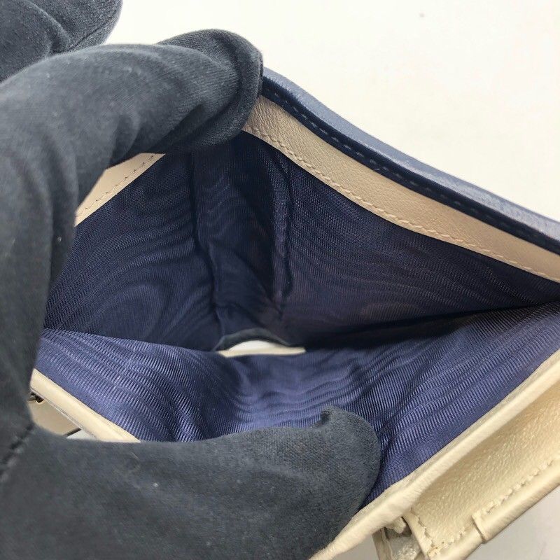 GUCCI GG Marmont Compact Wallet in Ivory & Navy Leather