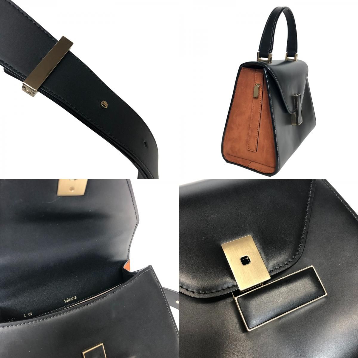 VALEXTRA Iside Mini Black/Brown Leather Shoulder Bag - Timeless Elegance