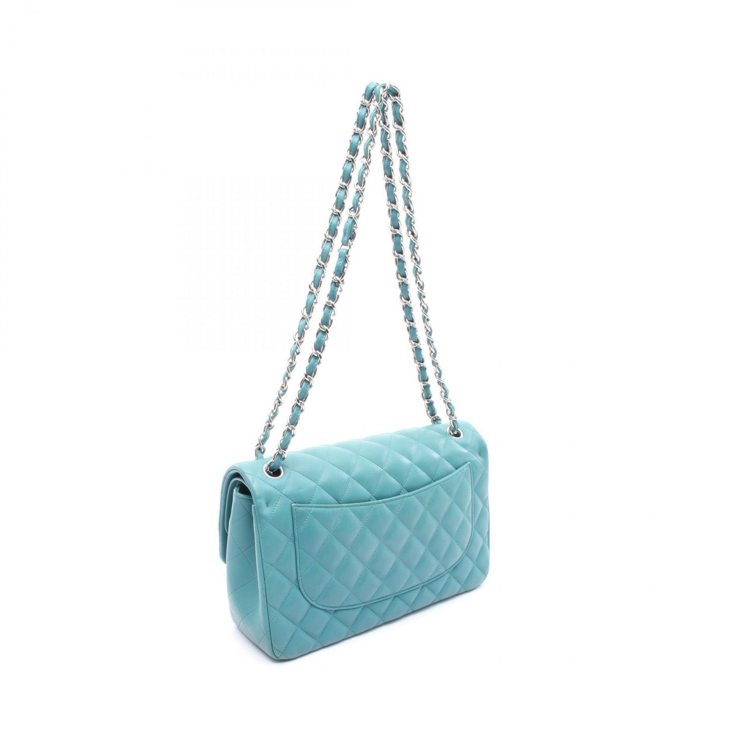 CHANEL Classic De Camellia 30 Large W Flap Shoulder Bag - Blue