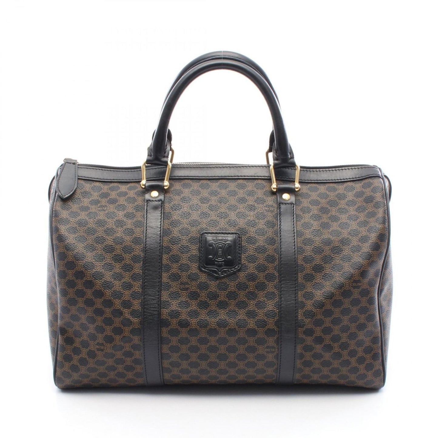 CELINE Macadam Boston Bag in Black PVC Coated Canvas