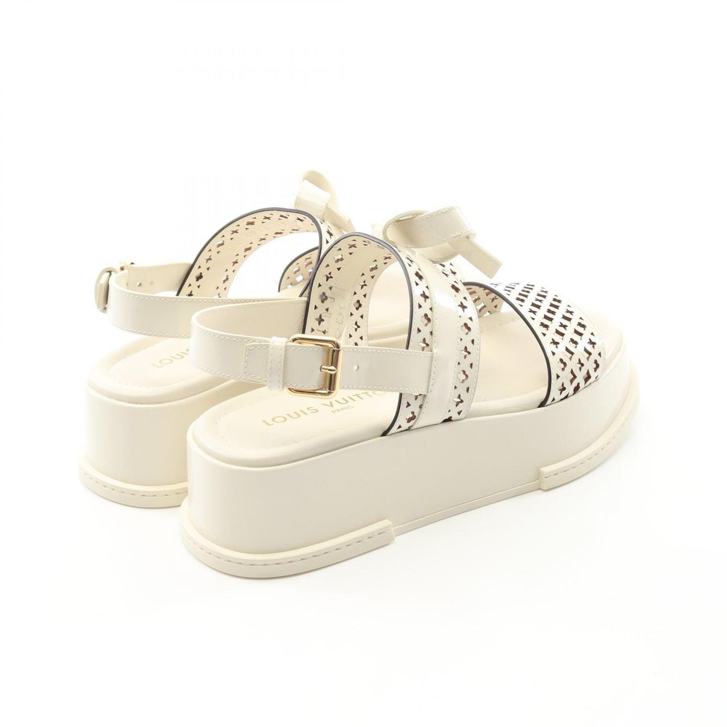 Louis Vuitton Maya Sandals in Ecru Patent Leather - Unworn Luxury