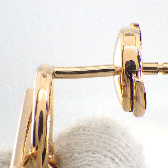 HERMES Écharpe Toggle Clasp Drop Earrings in K18 Pink Gold