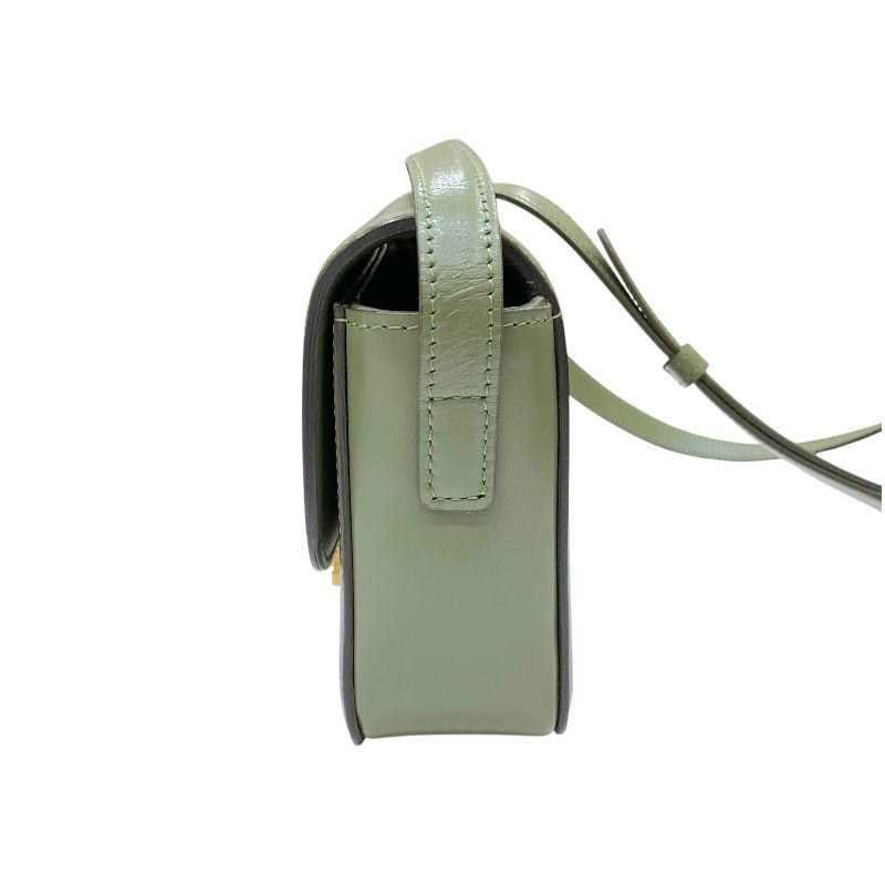 CELINE Triomphe Shoulder Bag in Khaki Shiny Calfskin