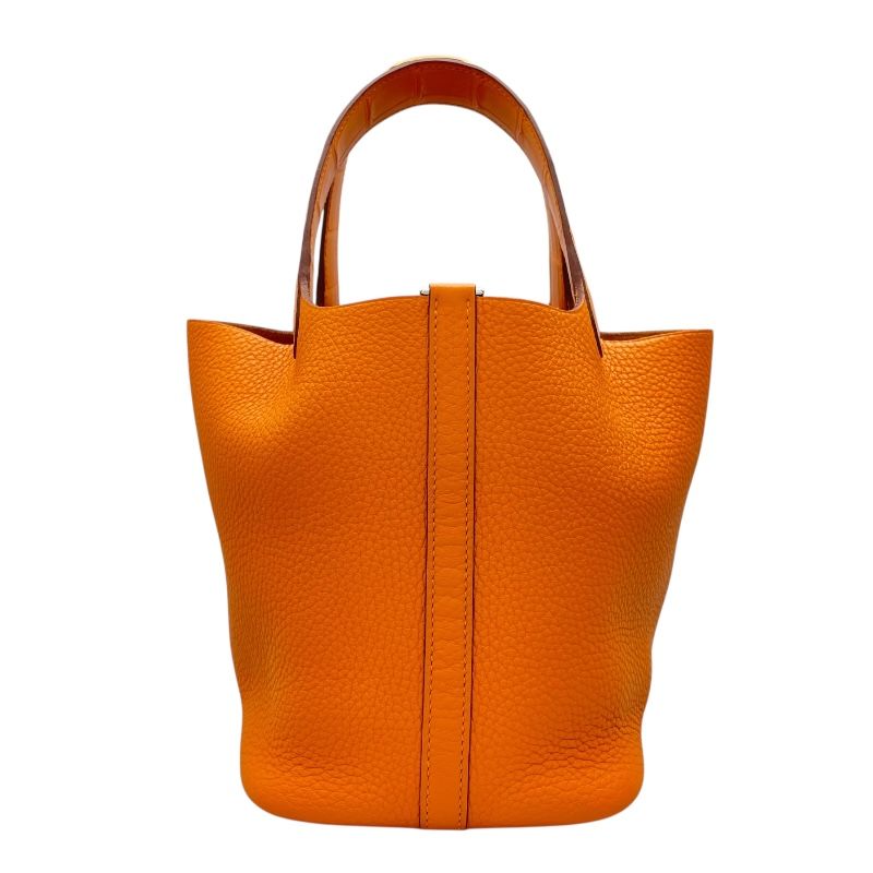 HERMES Picotin Lock PM Touch Orange with Silver Hardware