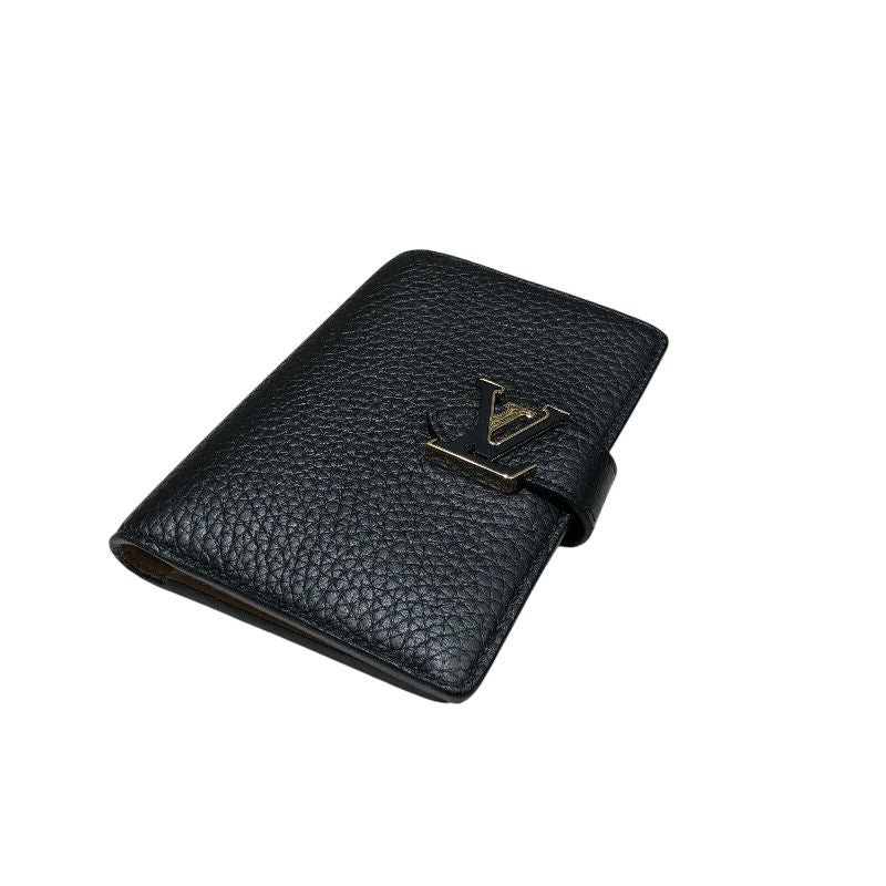 Louis Vuitton LV Vertical Compact Wallet - Black with Gold Hardware