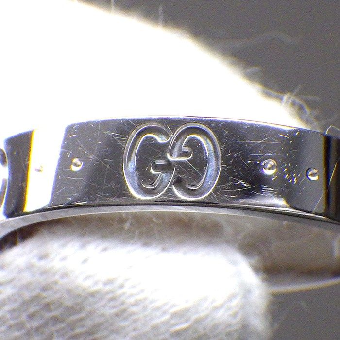 GUCCI Interlocking G Slim Ring in K18 White Gold - Size 16