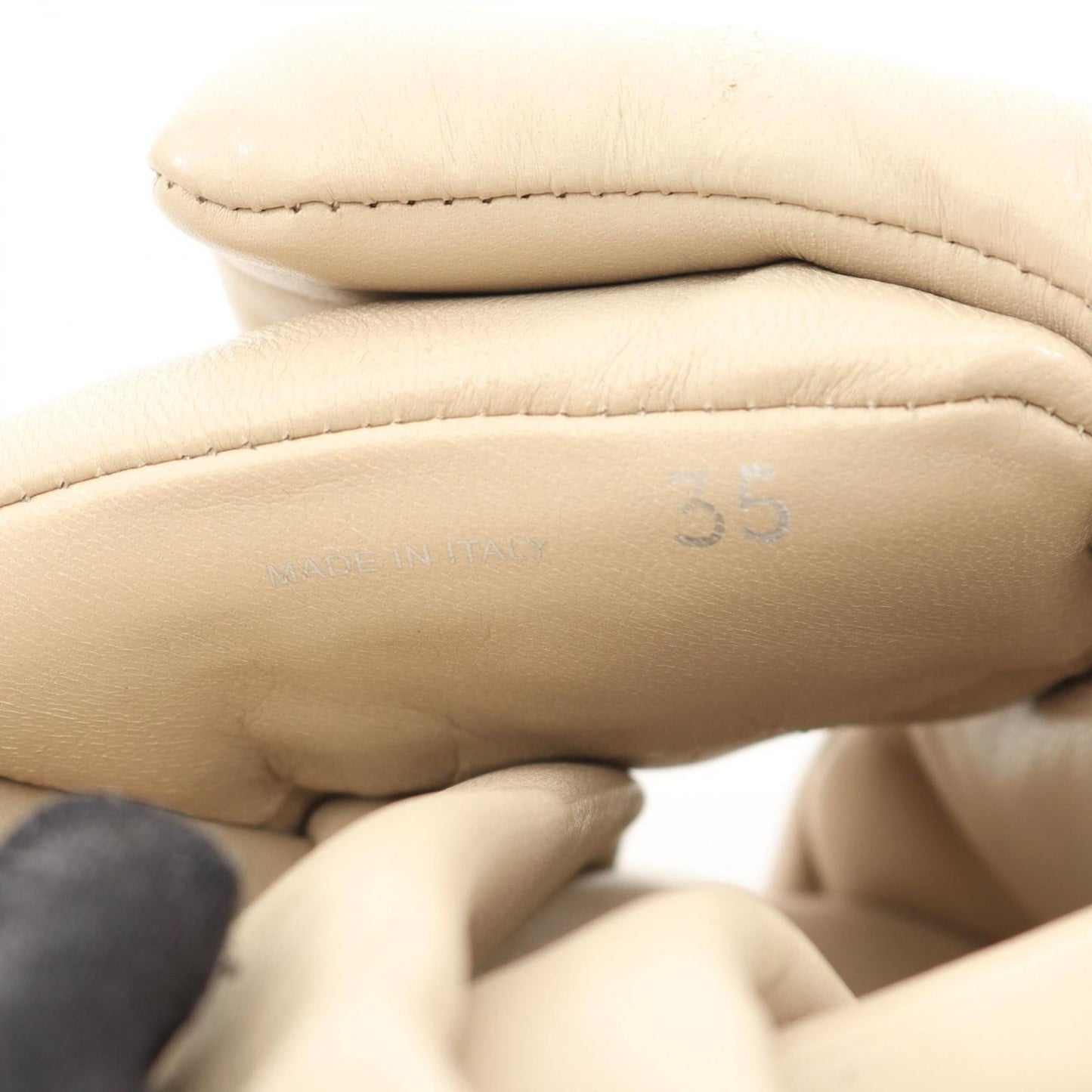 PRADA Triangle Logo Leather Sandals - Elegant Beige Size 35