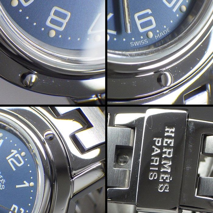 HERMES Clipper CL4.210 Date Quartz Watch with Blue Sunray Dial
