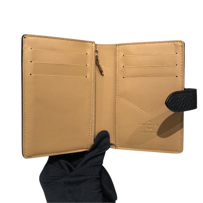 Louis Vuitton LV Vertical Compact Wallet - Black with Gold Hardware