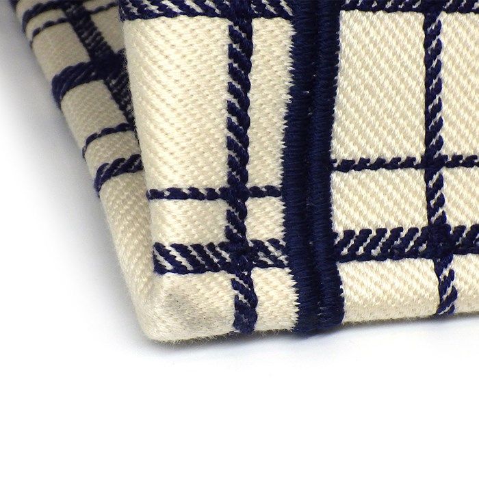 Dior Large Book Tote Bag in Ivory & Navy Canvas - Exquisite Craftsmanship