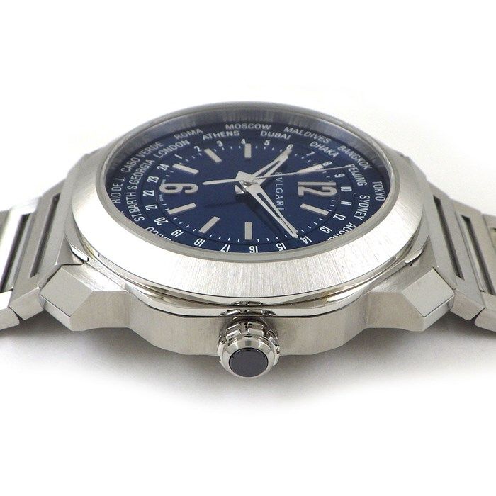 BVLGARI Octo Roma World Time Automatic Watch - Blue Dial