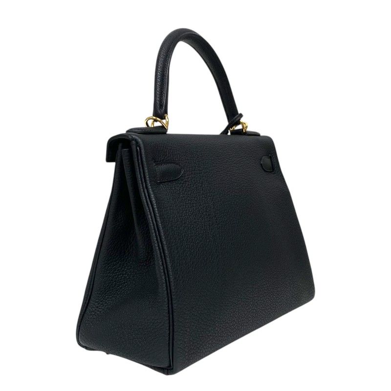 HERMES Kelly 28 Black Togo Handbag with Gold Hardware