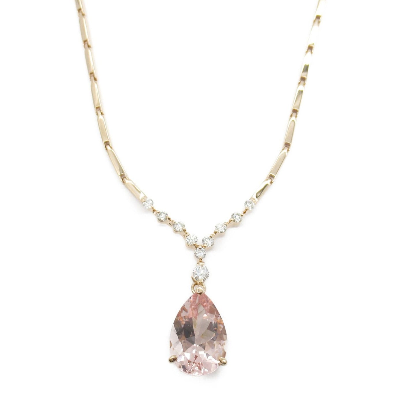 Exquisite Morganite & Diamond Necklace in 18K Pink Gold
