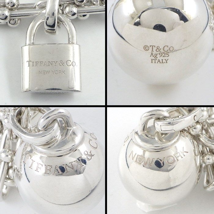 Tiffany & Co. Hardware Link Small Ball Lock Charm Necklace Set