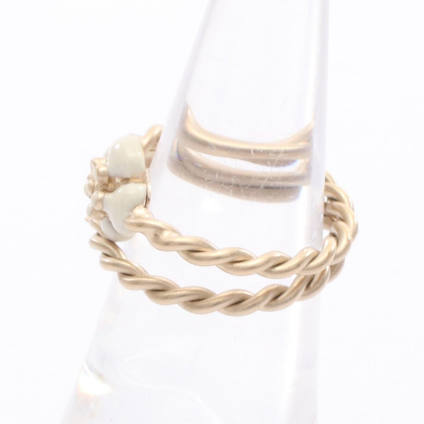 CHANEL Camellia Double Ring - Exquisite Gold-Plated Elegance