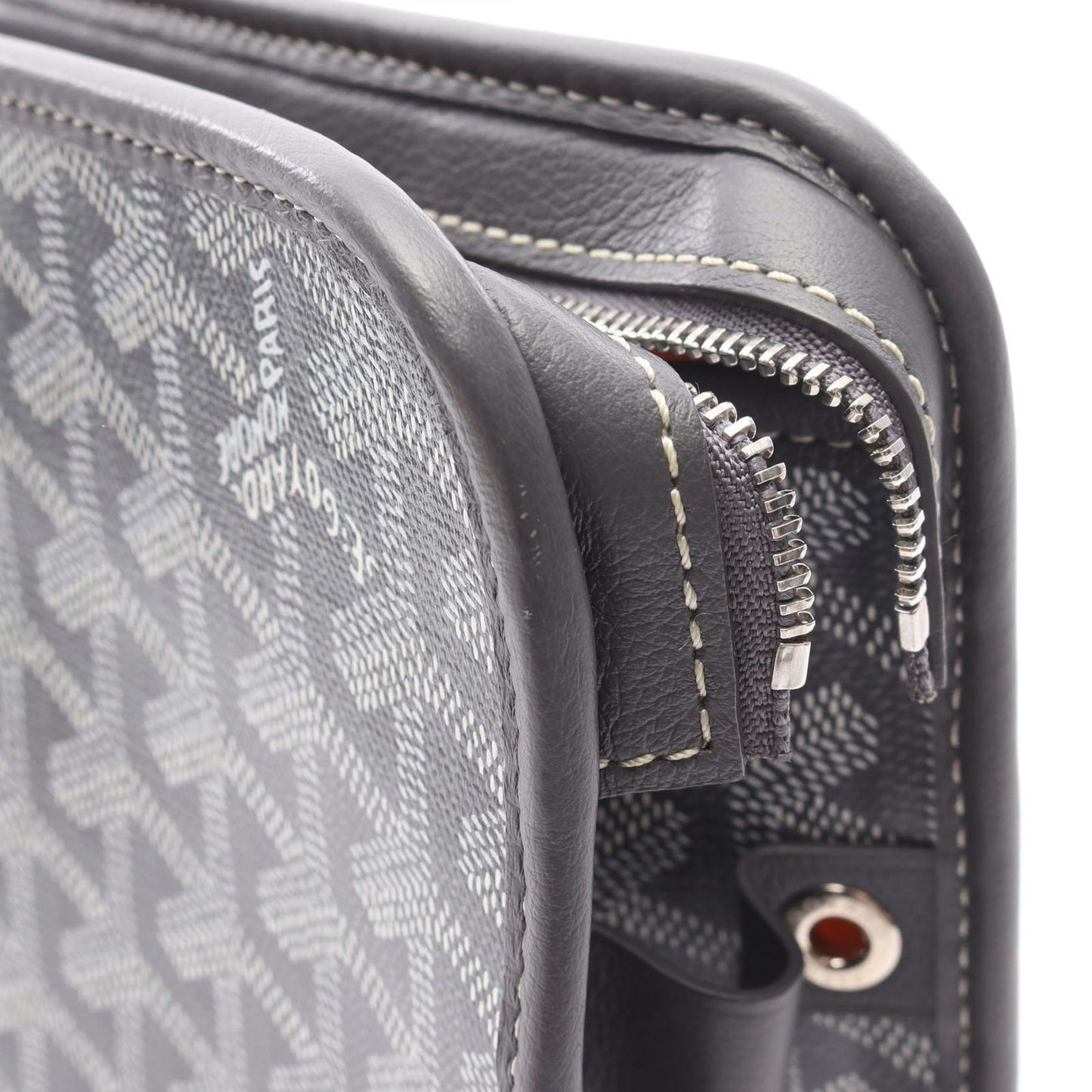 GOYARD Jubans MM Clutch Bag in Grey PVC Coated Canvas