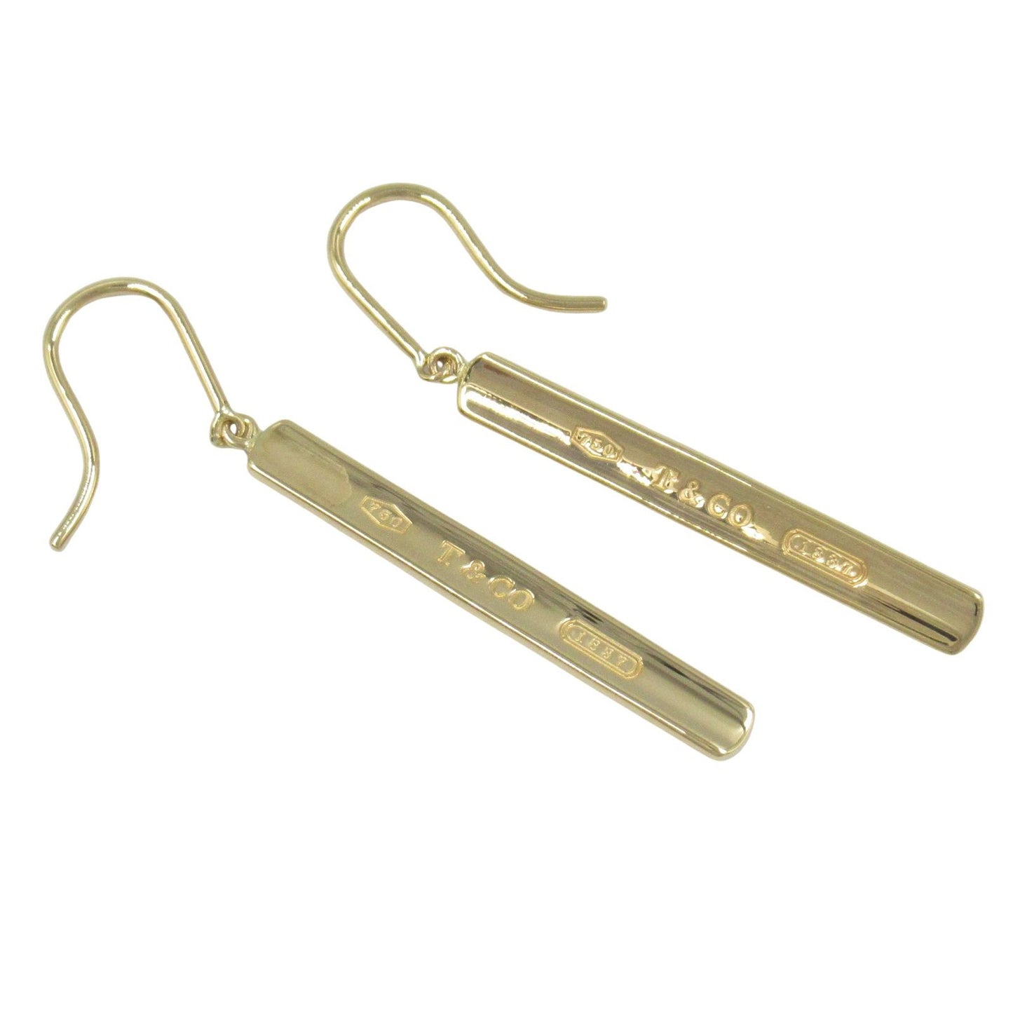 TIFFANY & CO 1837 Plate Earrings in K18 Yellow Gold