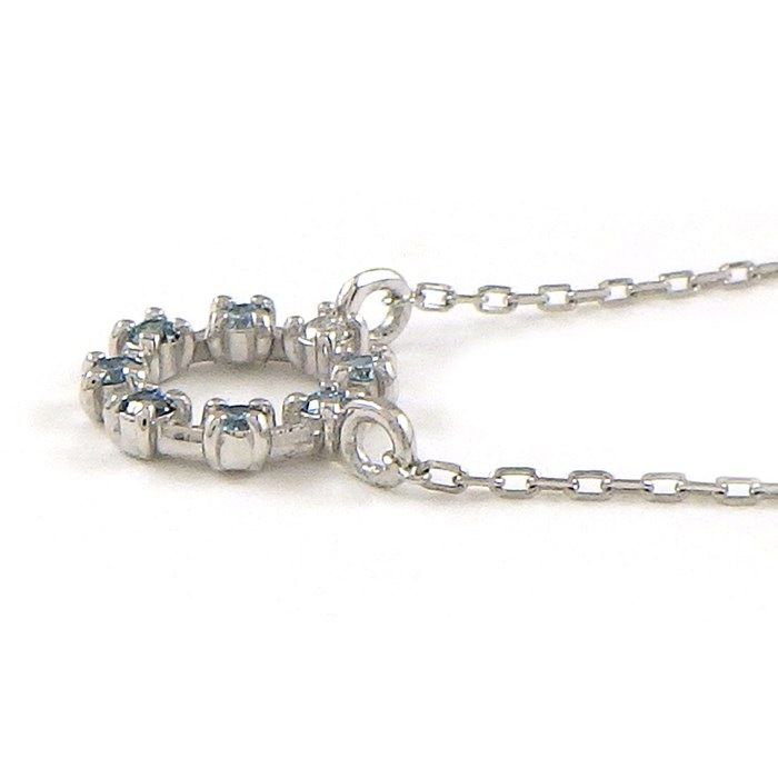 Exquisite Blue Diamond Circle Necklace in Platinum - 0.04ct