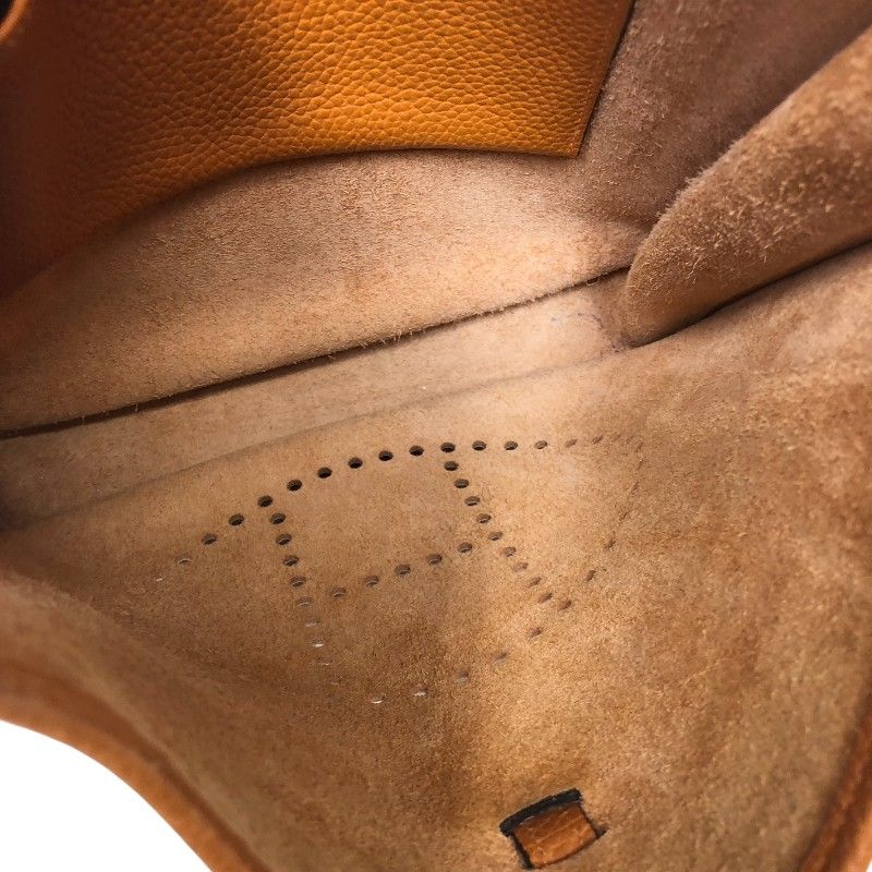 HERMES Evelyne 1PM Orange Togo Leather Shoulder Bag with Silver Hardware