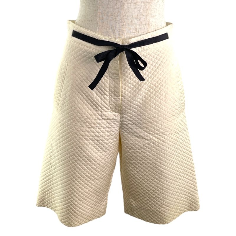 Christian Dior Quilted Silk Shorts in Cream - Size 36