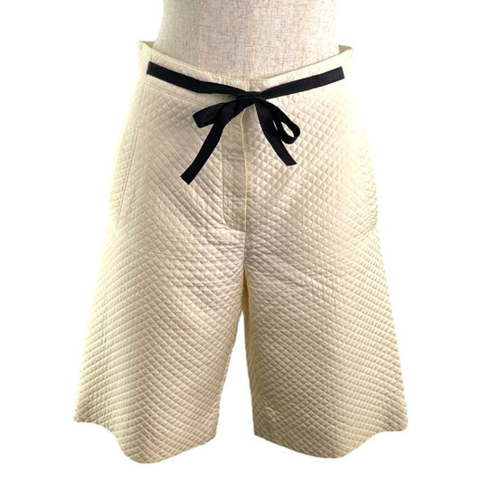 Christian Dior Quilted Silk Shorts in Cream - Size 36